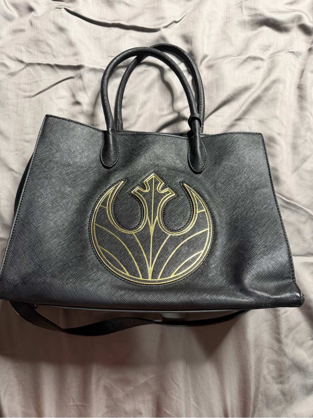 Loungefly Black Tote with Gold Emblem